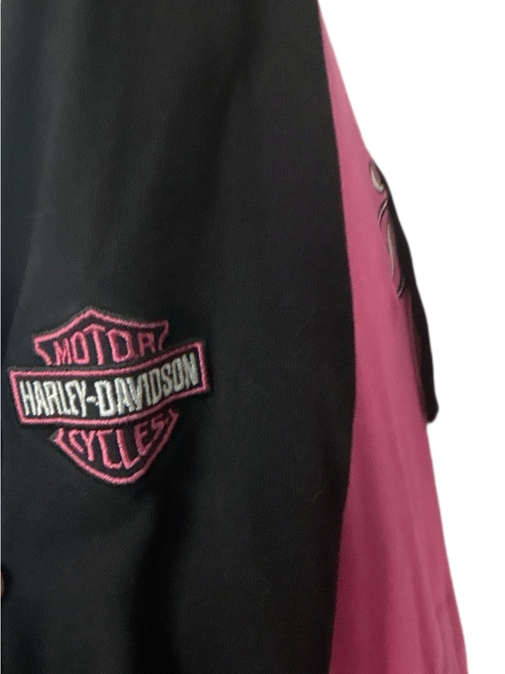 Harley-Davidson Zip-Up Hoodie Black Pink Bikercore Biker Embroidered Size XL - Picture 10 of 10
